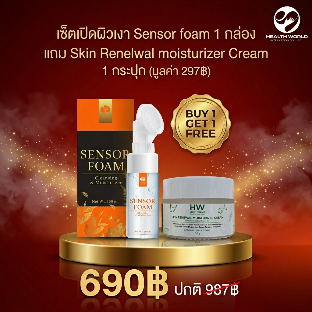 SET เปิดผิวเงา (TSW SENSOR FOAM แถม SKIN RENEWAL MOISTURIZER CREAM)